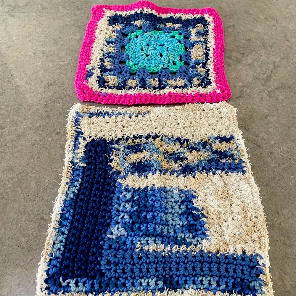 Cotton crocheted dishrags, set of 2